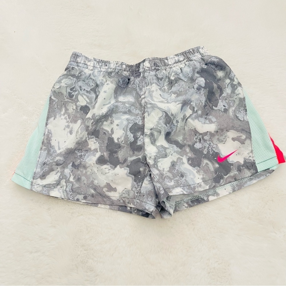 Nike Girls Marble Gray and Pink Athletic Shorts